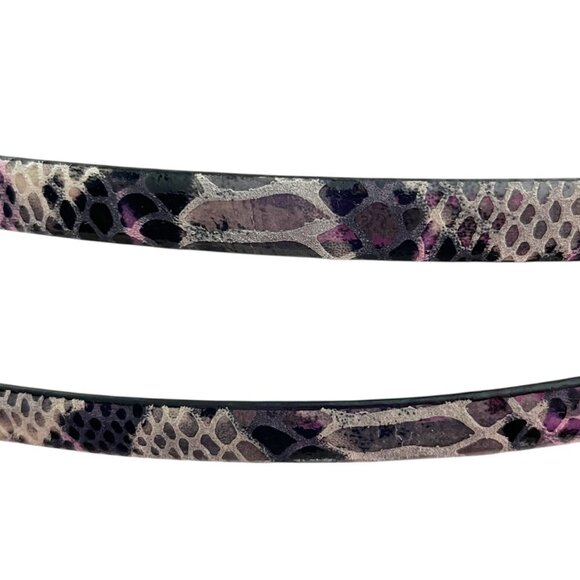Lodis Embossed Textured Leather Snake Print Double Wrap Belt Size Medium - Picture 6 of 14